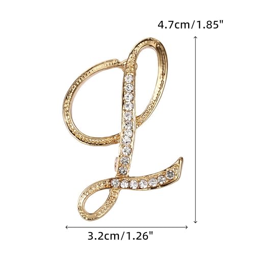 Image of Rhinestone Initial Brooch Pin for Women, Alphabet Gold Letter Brooch A-Z with Crystal, Metal Pin for Hat Bag Dress Suit Accessory for Men
