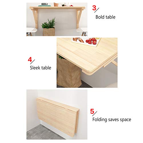 Table murale pliante en bois massif blanc, bureau gain de place compact