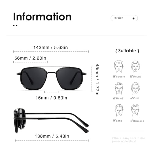 (2 PACK) Polarized Aviator Sunglasses for Women Men Square Frame Sun Glasses for Driving Traveling UV Protection2