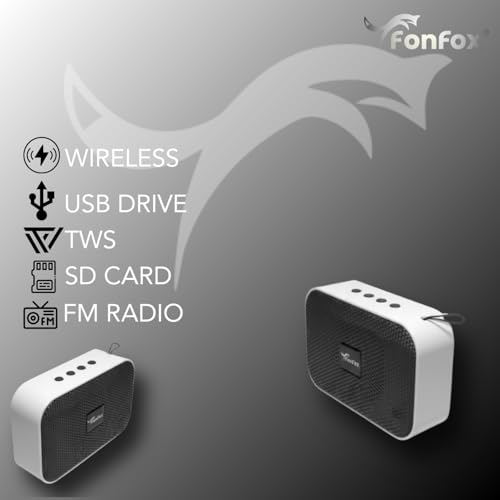 Image of mini Portable Bluetooth Speaker, White and Turquoise, Wireless Audio Device with Control Buttons