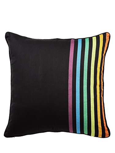 Image of Swayam Set of 5 Striped Print Cotton Multicolour Cushion Cover | 24 x 24 Inch | Soft Breathable Fabric with Hidden Zipper | Decorative & Stylish Cushion Covers for Sofa, Living Room, Bedroom & Couch