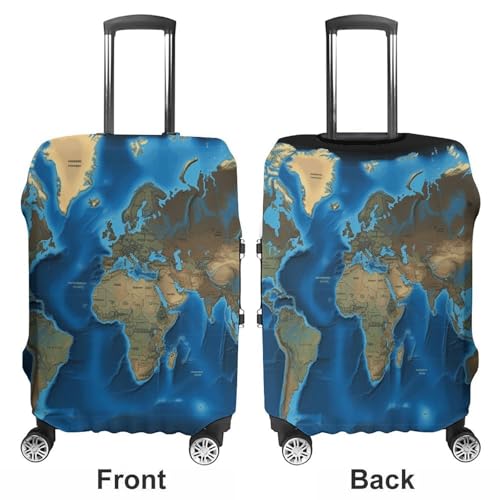 Luggage Cover Dustproof Anti-scratch Suitcase Cover Elastic Travel Suitcase Protector World Map Washable Baggage Case Luggage Sleeves Fits 18-32 Inch Luggage3