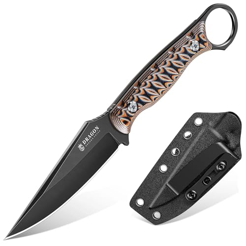 Dragon Creek Fixed Blade Knife - Outdoor Survival Knife with Sheath for Camping Hiking Gift Men Red