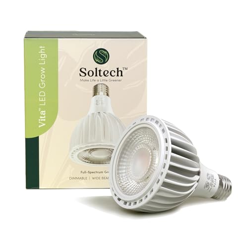 Soltech Solutions Vita LED Grow Light Bulb Full Spectrum for Indoor Plants 12-48 Below Light - DIMMABLE - 20 Watt-3000K Black and White Available (White)