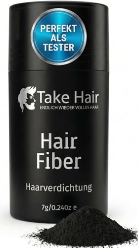 Take Hair Streuhaar für Männer I Hält bei Regen und Wind I 7g Schütthaar zur Haarverdichtung I Hair Fibers I Haarpulver I Streuhaar Männer bei Haarausfall I Haarpuder (Streuhaar Dunkelbraun)