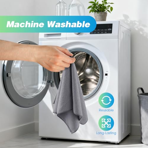 Image of HOMEXCEL Grey Microfiber Cleaning Cloth, 24 Pack Absorbent Cleaning Rags, Lint-Free, Streak-Free Cleaning Towels for Car Kitchen House, 12 inchX11 inch