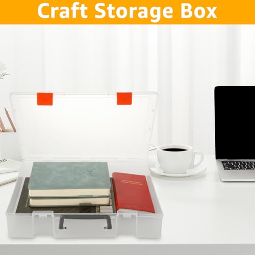 Image of 2 Pcs Craft Storage Box, 1-Compartment Clear Craft Organizer Box with Buckle Lid, Plastic Storage Case for Small Item Storage