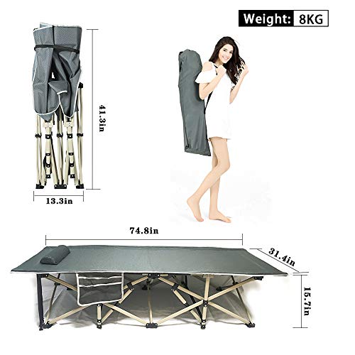Lmlpt Camping Cots, Folding Portable Camping Cot For Kids Adults, Heavy Duty 31" Wide Sturdy With Carry Bag For Camp Home Office Use, Black Gray #TOP1