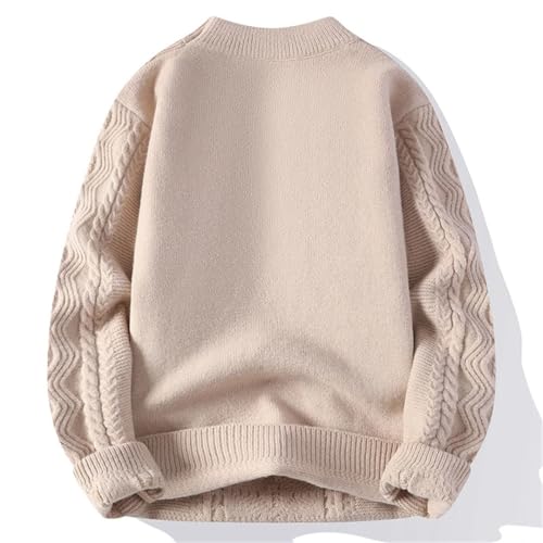Men's Round Neck Knit Pullovers Thick Solid Warm Knitted Sweater Casual Full Pullover Sweaters3