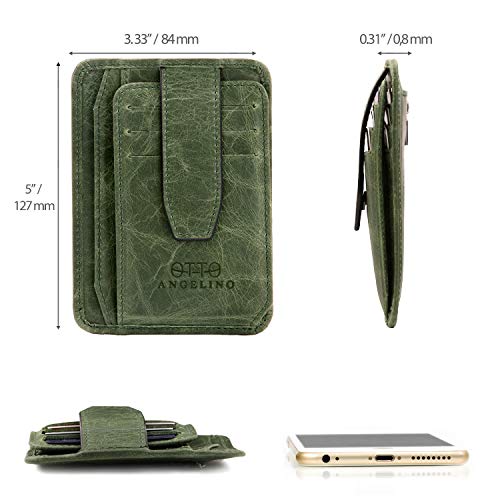 Otto Minimalisten Mannen Portemonnee met Snap Gesp - Slim, Italiaans Leer Credit Card Holder - Munt met Rits - Snelle Toegang voor Persoonlijk en Vak, RFID-Blocker - Image 3