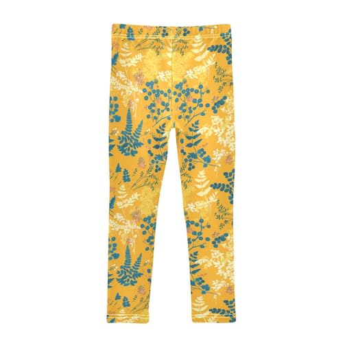 KLL Ferns Vintage Botanical Saffron Little Girls Legging Comfortable High Waisted Pants Gym2