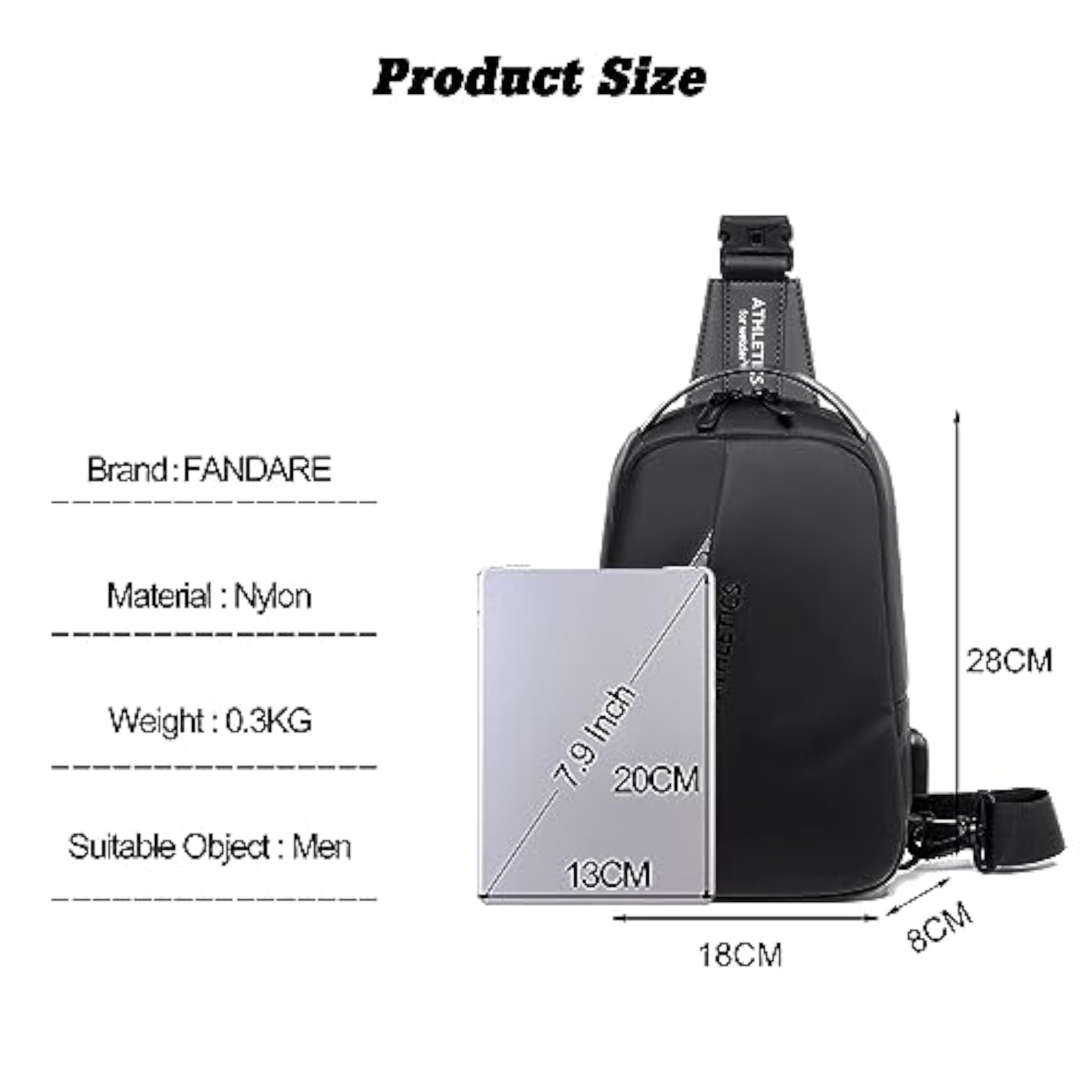 Stylish Sling Sport Shoulder Bag with USB Charging Port