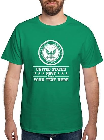 CafePress Custom Personalized U.S. Navy Proud Personalized Dark T Shirt Men's 100% Cotton, Classic Graphic White T-Shirt