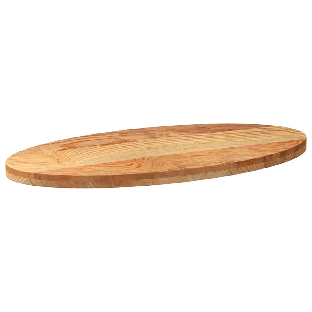 Plateau de table ovale en chêne massif - 100 x 50 x 4 cm - Marron clair - Plateau de table à manger en bois massif - Utilisation polyvalente comme table basse ou table d'appoint - Surface