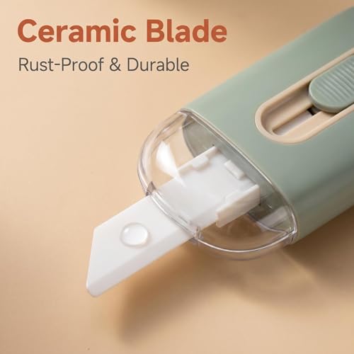 Image of 3PCS Ceramic Box Cutter, Mini Safety Box Opener with Retractable Blade, Cute Small Package Opener Tool for Home, Office & Warehouse Use