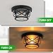 Flush Mount Ceiling Light Fixture Black, 2-Light Modern Farmhouse Porch Light Ceiling Mount for Outdoor, Indoor Flush Mount Lights Fixture for Hallway Foyer Kitchen Bathroom with Seeded Glass