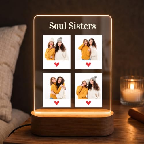 Image of Giftplease Personalised Rakhi Gift for Sister - Custom Acrylic Photo Collage Frame with Wooden Base, Meaningful Raksha Bandhan Keepsake from Brother, Unique Memory Display for Siblings