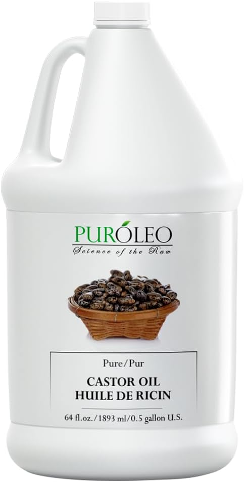 PUROLEO Castor Oil 64 Fl Oz/1893 ML (Packed In Canada) 100% Pure and Natural Hair, Lash, Beard, Eyelashes & Eyebrow Oil Black castor oil for brow lashes, Make eyelash serum, hair serum for dry hair and frizzy | huile de ricin pour huile de ricin pour cheveux