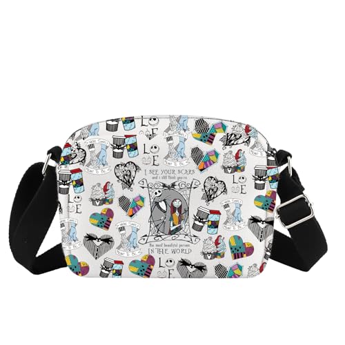 MBMSO Jack and Sally Crossbody Bag Jack Sally Couples Gifts for Mr Mrs Skellington Gift for Nightmare Horror Movie Fans Purse