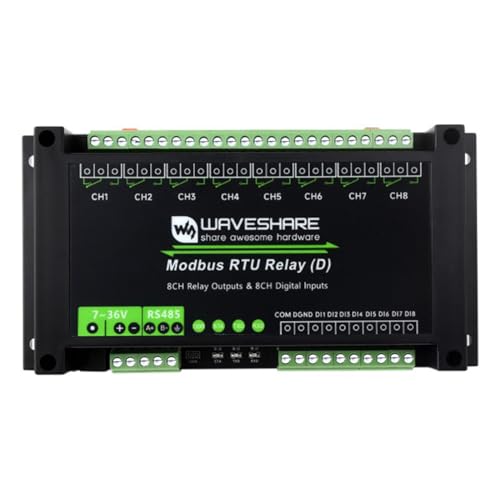 TUOPUONE Industrial Modbus RTU 8-ch Relay Module (D) with Digital Input and RS485 Interface Multi Isolation Protection Circuits 7~36V Power SupplySafe & Stable & Reliable