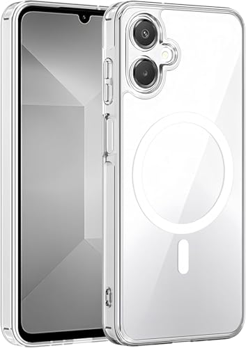 Zubitech Case for Samsung Galaxy A07 Clear Magnetic Cover | Mag Safe Compatible | Hybrid Protective Crystal Clear Hard Back Case | Shockproof Silicone Frame | Slim Transparent Case for Galaxy A07