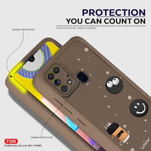 Image of AESTMO Back Case Cover for Samsung Galaxy M31 / F41 / M31 Prime Cover | Cute Fun Cartoon 3D Ball | Coffee Silicone Case | Full Body Protection | Camera Protection Back Cover (Brown)
