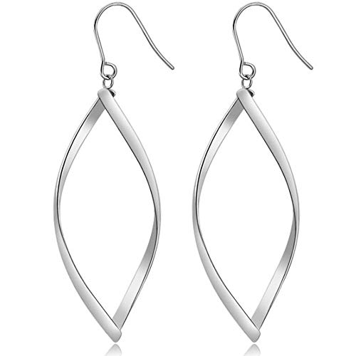 Stainless Steel Rhombic Wave Shaped Simple Plain Dangle Earrings