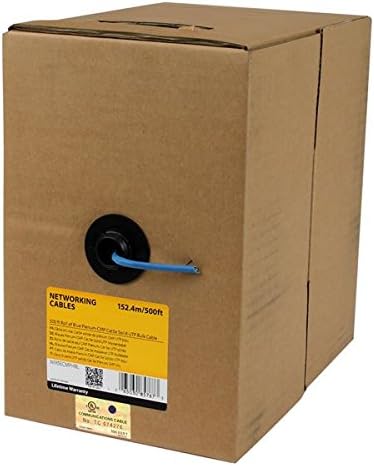 StarTech.com 500 ft Roll of Blue Plenum CMP Cat5e Solid UTP Bulk Cable - CMP / FT6 Plenum Fire Rating - 24 AWG Cat 5e Wiring Plenum 500ft (WIR5ECMPHBL)