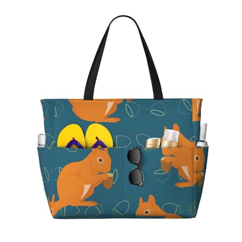 Sac de plage écureuil mignon grand sac à bandoulière pour vos pique-niques
