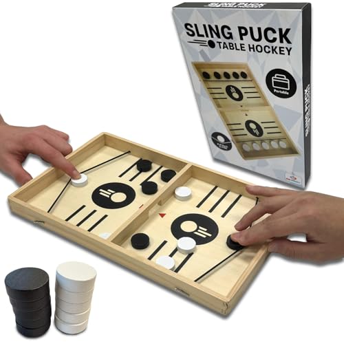 Tischfussball Slingpuckspiel - Tisch Hockey Brettspiel - Hochwertiges Sling Puck Spiel für Zuhause & Büro - Hockey Brett Spiel Kinder & Erwachsene