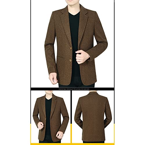Dawwoti Blazer masculino Tweed Blazer paletó com botões de madeira slim fit grossos lã blazer para h