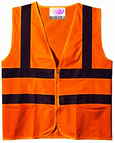NIBIRU - Your Safety Our DutyNibiru 120 GSM Protective Safety Reflective Jacket with 2 inch Reflector Strips use for Road Safety, Construction work, Hospitals,Traffic etcpolice