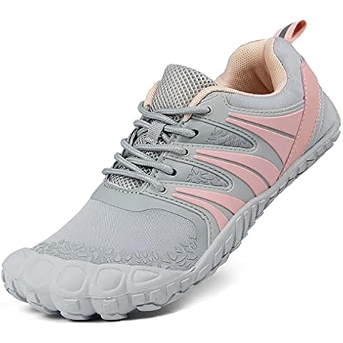 Oranginer Five Finger Toe Shoes for Women Zero Drop Minimalist Shoe Wide Width Barefoot Work Sneaker Cycling Shoe Gray Pink Size 8 Cover