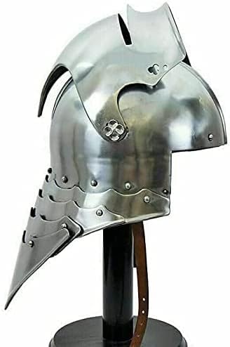 Medieval Armor Helmet Silver German Sallet Helmet Steel Adult Wearable Costume Helmet LARP Roleplay Sallet Helmet