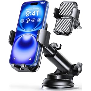 3-in-1 Car Phone Holder [122+LBS Strongest Suction & Stable Clamp Arm] 360° Adjustable Mount, Cell Phone Holders for Your All Car Models for Dashboard Vent, All Smartphones, Black