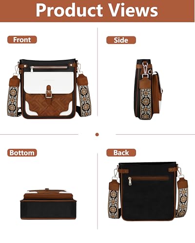 Image of large leather crossbody bags for women,Quilted crossbody purses | RFID Multi-Pocket Womens Crossbody Bag,Travel Purse with Pockets,Structured Cross Body Purse,Fits 10.9 inch iPad,Gift