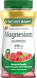 Nature's Bounty Magnesium Citrate Gummies for Adults, Supports General Health, Bone, Nerve, Muscle & Heart Health Support, 270mg per Serving, Vegan, Non-GMO - Raspberry 90 Count