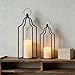 Rustic Farmhouse Decor Metal Lantern Set of 2 Decorative Lanterns for Home Indoor Outdoor Living Room, Fireplace, Patio, Wedding & Kitchen Table Centerpieces (Black, 14.5
