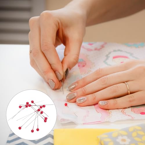 Épingles à coudre à tête ronde rouge pour loisirs créatifs et patchwork