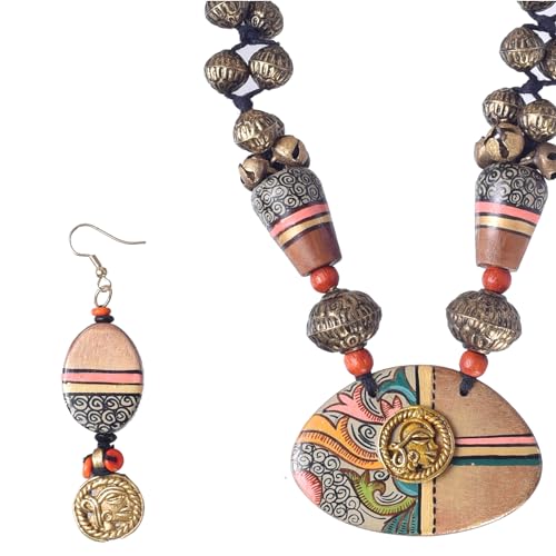 Image of AAKRITI ART CREATIONS Handcrafted Women's Jewelry Set - Ethnic Necklace and Earrings, Fashion Accessories for Special Occasions & Celebrations