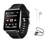 HONGYU 16GB Bluetooth MP3 Player with Touch Screen, Sports Watch MP3 Player with Pedometer, FM Radio, Recording, HiFi Lossless Sound Music Player for Running Joging Workout,Black