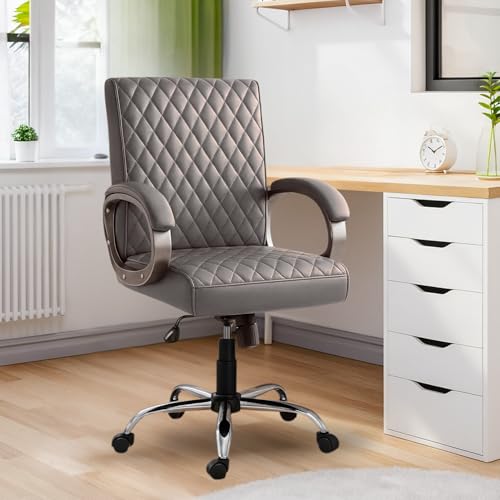Image of NEWTURN Beta Mid Back Office Chair, Leatherette Ergonomic Design with Tilt /Height Adjustment, Metal Chrome Base, 360 Swivel for Study and Work from Home & 1 yrs Parts Replc. Warranty
