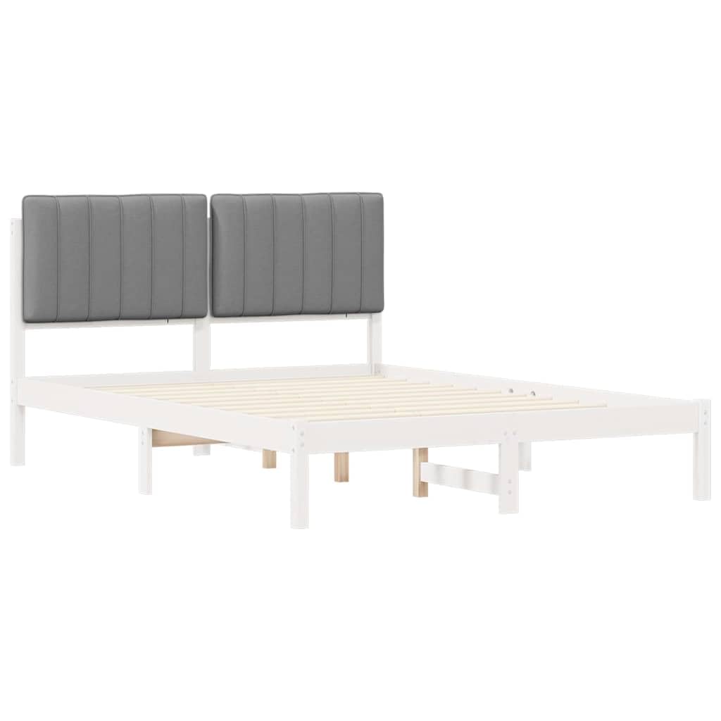 Lite drewno sosnowe tapicerowane oparcie nowoczesny design jasnoszary 135 x