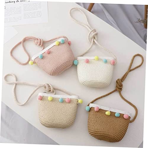 1 Set Cross-Body Bag Straw Hat Tea Party Princess Costume for Beige Hat Dress for Straw Beach Hats2