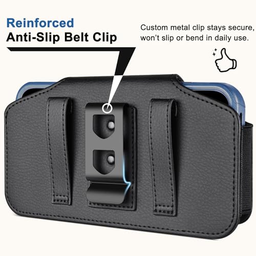 UEDAI Belt Clip Holster for iPhone 16 (6.1") Leather Case, Black by UEDAI - Used condition - Image 3