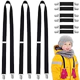 Dingion 9 Pcs Glove Clips for Kids Mitten Clips Holder for Toddler Baby Adjustable Elastic Mitten and Hat Holder Winter Glove Keepers Straps, Black