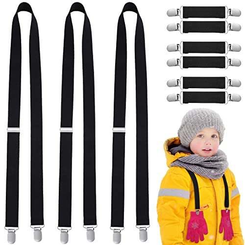 Dingion 9 Pcs Glove Clips For Kids Adjustable Mitten Clips Elastic Winter Hat Glove Clips Stainless Steel Mitten Holder Clips For Toddler Kids cover