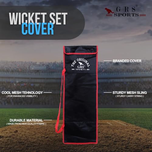 Image of GRS Cricket Wicket Set Carry Bag - Durable Polyester Material | Secure Velcro Closure | Ideal for Wooden & Plastic Stumps, Bails & Bases | Lightweight & Easy to Carry | Cricket Equipment Storage Bag