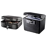 SentrySafe CHW20221 Fireproof Box and Waterproof Box with Key Lock 0.28 Cubic Feet,Charcoal Gray &...