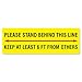 Public Safety Sign Stand Behind This Line 6ft from Others Rectangle Non-Slip Floor Graphic 6" x 18" | 3 Pack of Floor Marker | Protect Your Business, Work Place & Customers | ?Made in The USA